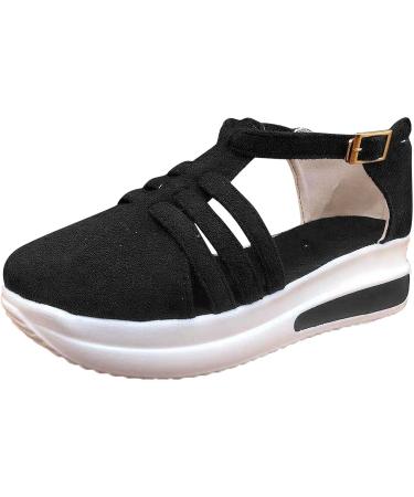 Foldap Dressy Summer 2023 Women's Peep Toe Platform Wedge Sandals - Black - Buy Online on SooperMarket.com