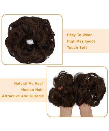 Medium Brown Messy Bun Hair Piece Scrunchie Extension - Curly Wavy Updo Hairpiece for Women & Girls - Buy Online on SooperMarket.com