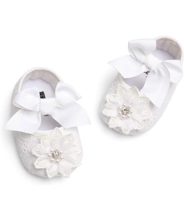 TMEOG 2 x Toddler Flower Shoes with Headband | Non-Slip Soft Baby Girl Shoes for Special Occasions | Size 12-18 Months | Christening, Wedding, Party - White - Buy Online on SooperMarket.com