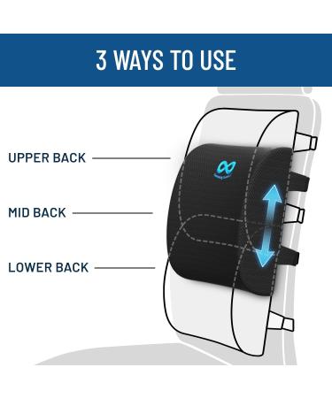 Everlasting Comfort Lumbar Support Pillow for Office Chair Memory Foam Back Cushion for Chair & Car - Black - Buy Online on SooperMarket.com