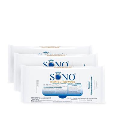 SONO Disinfecting Wipes - Travel Size Disinfectant Wipes - Medical-Grade, Alcohol-Free, No Bleach Multi-Surface Antibacterial Cleaning Wipes for School, Home, and Office 3-Pack x 20 Count
