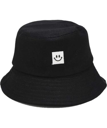 MaxNova Reversible Bucket Hats 2 Pack - Women's Sun Beach Hat with Flower Embroidery - White/Black Smiley Face Design - Buy Online on SooperMarket.com