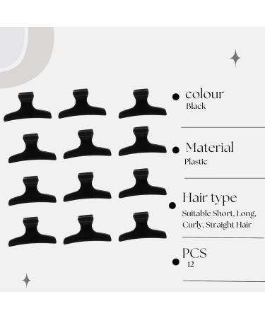 Head Jog 12 Pack Butterfly Hair Clips Accessories for Sectioning and Styling. Hair Clamps for Women and Men (Black) - Buy Online on SooperMarket.com