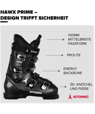 Atomic Hawx Prime Ski Boots - Alpine Black - 3D Ankle & Heel for Precision Fit - Ideal Middle-Wide Ski Boots for Beginners 29/29.5 - Buy Online on SooperMarket.com