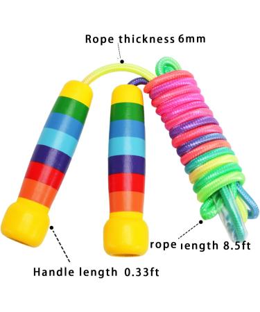 Adjustable 280cm Rainbow Skipping Rope for Kids - Wooden Handle Jump Rope in 7 Colors for Boys & Girls Fitness - Buy Online on SooperMarket.com