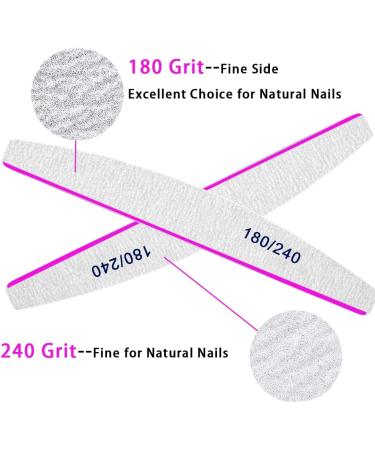 50Pcs Professional Nail Files 180/240 Grit for Acrylic, Gel, Thick Nails - Washable & Reusable Double-sided Emery Board for Natural Nails - Buy Online on SooperMarket.com