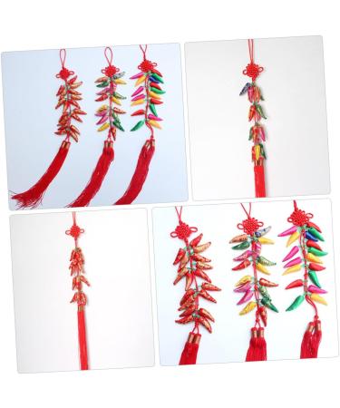 PRETYZOOM Colorful Decor Chinese New Year Chili Pendant Home Decor Red Decor Wedding Celebration Decor Tassel Fake Chili Red 50x8x1cm - Buy Online on SooperMarket.com