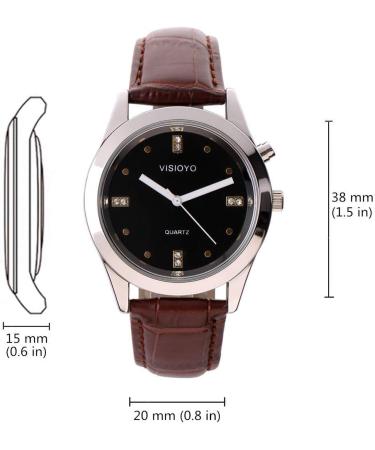 Montre Parlante Analogique avec Alarme Annonce de l'heure et Date en Fran ais Pour Aveugle et Les Personnes Malvoyant Cadran Noir (Bracelet Cuir Marron TFSW-2004C) - Buy Online on SooperMarket.com