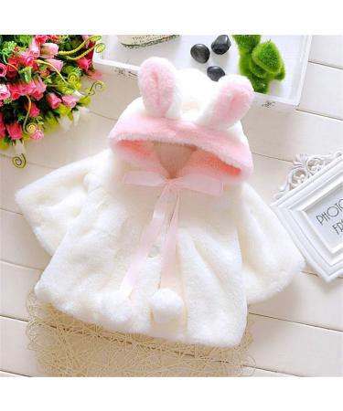 Newborn Baby Girl Hooded Cape Coat | Faux Fur Winter Outwear | 0-36 Months White - Buy Online on SooperMarket.com
