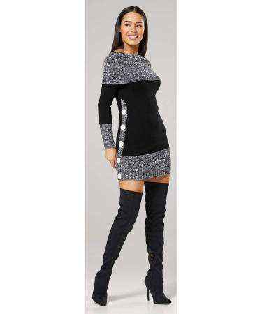 HAPPY MAMA Maternity Bardot Knitted Jumper Dress Pullover Sweater - Black (Size 16-18) - Buy Online on SooperMarket.com