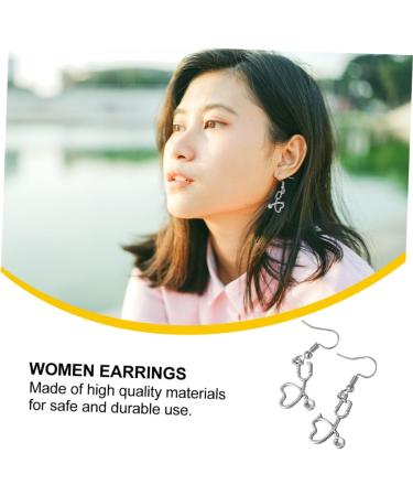 PRETYZOOM Heart Hoop Earrings for Women - Silver Ear Pendant Decor for Nurses & Medical Professionals | Delicate Alloy Jewelry - Buy Online on SooperMarket.com