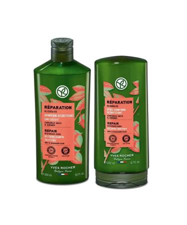 Yves Rocher Reparation Duet for Nourishing and Restoring Hair with Jojoba Oil Shampoo and Balm-Conditioner Set