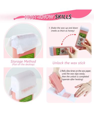Roll-On Wax Warmer Kit for Hair Removal - Painless Waxing for Eyebrow, Face, Body - Includes Rose & Pink Cartridges - Home Waxing Kit - Buy Online on SooperMarket.com