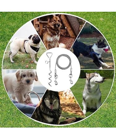 10ft Dog Tie Out Cable with 15" Spiral Ground Stake Spike for Small to Medium Dogs Up to 60 lbs for Playing Camping Outdoor Yard and Backyard in Ground (White) - Buy Online on SooperMarket.com