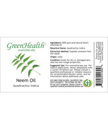 GreenHealth Neem Oil 16 fl oz - 100% Pure Cold Pressed for Skin and Hair - Buy Online on SooperMarket.com