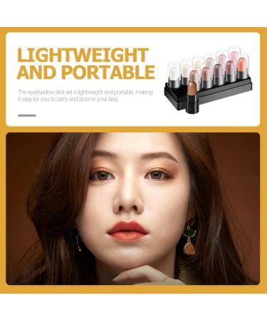 Angoily 12pcs 12 Shadow Box Highlighters Glitter Eye Shadow Girl Makeup Supplies Boxed Tool - Buy Online on SooperMarket.com