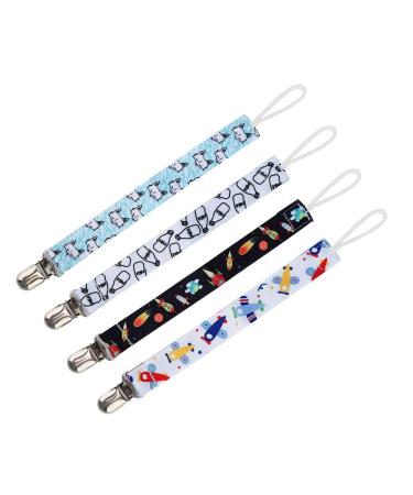 4pcs Baby Pacifier Clip Set - Cotton Strap Chain for Infants - Unisex Light Blue Baby Gift - Buy Online on SooperMarket.com