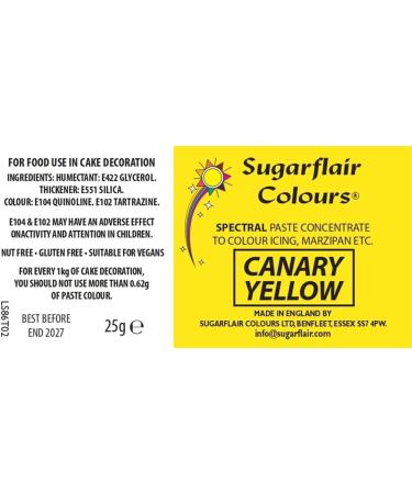 Sugarflair Canary Yellow Food Colouring Paste - 25g | Highly Concentrated Dye for Sugar Pastes, Buttercream, and Royal Icing - Buy Online on SooperMarket.com