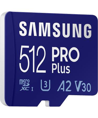 Samsung PRO Plus 512GB microSDXC Card with Adapter | Up to 160MB/s | UHS-I U3 A2 V30 | Full HD & 4K UHD Memory Card for Android, GoPro, DJI Drone - Buy Online on SooperMarket.com
