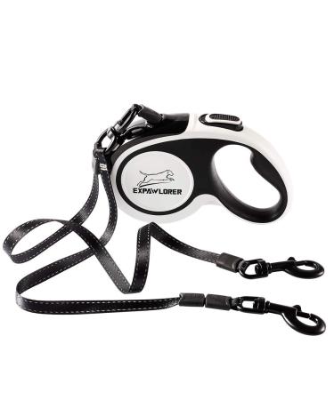 EXPAWLORER Retractable Dog Lead - Tangle-Free Durable Nylon Tape Extendable Dog Lead 5m Heavy-Duty Double-Headed Leads for Small to Large Dogs Up to 36kg One-button Brake & Lock for Walking Training
