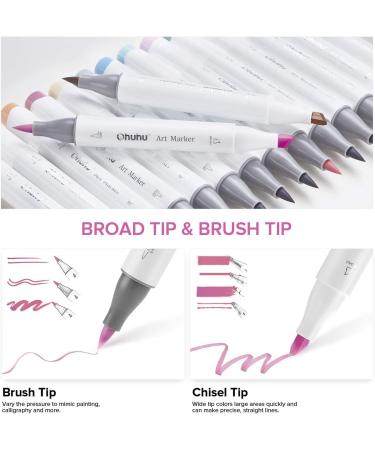 Ohuhu Pastel Markers Brush Tip - 48 Sweet Pastel Colors - Dual Tipped Alcohol Markers for Artists - Honolulu - Buy Online on SooperMarket.com