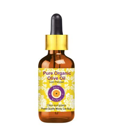 Deve Herbes Pure Organic Olive Oil (Olea europaea) with Glass Dropper Cold Pressed 100ml (3.38 oz)