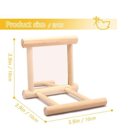 2Pcs Parrot Hanging Swing Mirror Fun Wooden Parrot Mirror Hanging Wooden Bird Mirror Toy Parrot Toy Budgie Mirror for Small Birds - Buy Online on SooperMarket.com