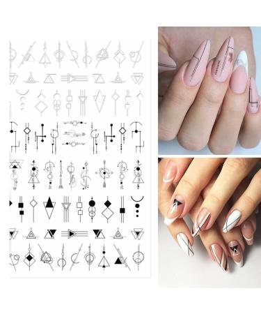Geometric Heart & English Letter Nail Art Stickers - 6 Sheets - Buy Online on SooperMarket.com