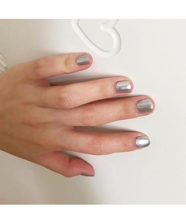 Silver Nail Polish Glitter Chrome Metallic Nail Varnish Quick Dry Breathable Holographic Metal Mirror Effect Nail Polish No UV Needed Nail Polish Nail Art DIY Nail Salon for Women Girls at Home - Buy Online on SooperMarket.com