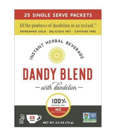 Dandy Blend Instant Herbal Beverage With Dandelion Caffeine Free 25 Single Serving Pouches
