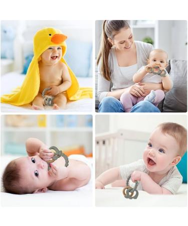 Vicloon Octopus Teething Toy - Silicone and Wood Teether for Babies - Easy to Clean & Hold - Chew Toy for Boys & Girls - Green-Grey - Buy Online on SooperMarket.com
