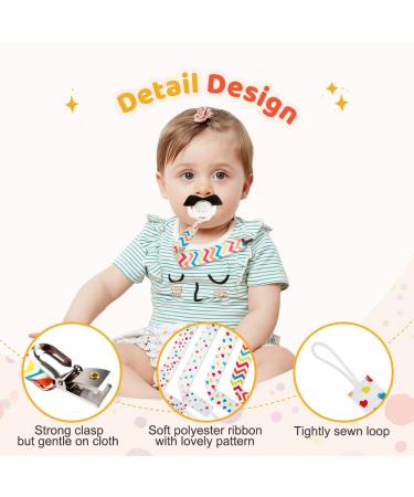 Symbolife Colorful Star Pacifier Clip Holder Leash - Unisex Baby Shower & Birthday Gift - Buy Online on SooperMarket.com
