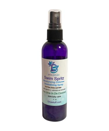 Diva Stuff Swim Spritz Chlorine Neutralizing Deodorizing and Moisturizing Mist for Body Face and Hair 4oz Da Lime in Da Coconut Scent