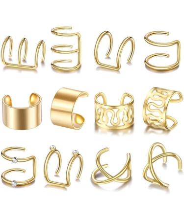 Diarypiece 12 Pcs Retro Advanced Sense Ear Bone Clip Without Pierced Metal Ear Cuff Jewelry Metal alloy - Buy Online on SooperMarket.com