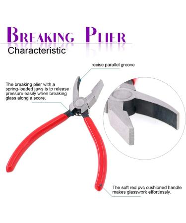 Swpeet Heavy Duty Breaker Grozer Pliers and Glass Running Pliers Kit - Perfect for Stained Glass | Flat & Curve Jaws with Rubber Tips - Buy Online on SooperMarket.com