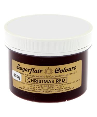 Sugarflair BULK 400 gram Concentrated Food Colour Paste Gel Cake Decorating. Red Green Yellow Pink Blue Black (Christmas Red)