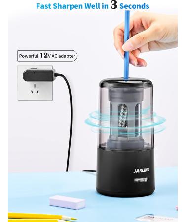 JARLINK Electric Pencil Sharpener  Heavy Duty Pencil Sharpener for 6-12mm Colored Pencils  Auto Stop  Fast Sharpen in 3s  8000 Sharpening Times  Ideal for School  Classroom  Teacher Supplies  Black - Buy Online on SooperMarket.com