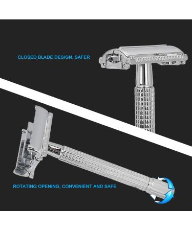 Manual Copper Safety Razor for Men - Silver Beard Shaving Tool with Base | Eco-Friendly Shaving Solution - Buy Online on SooperMarket.com