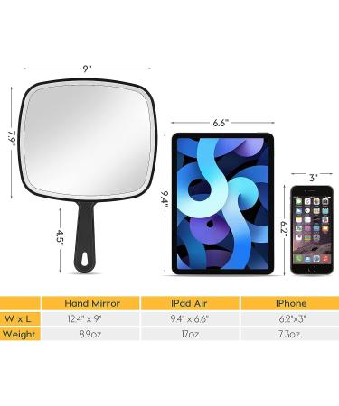 HEYISSU Extra Large Hand Mirror with Handle - 9 W x 12.4 L - Perfect for Shower and Shaving - Buy Online on SooperMarket.com