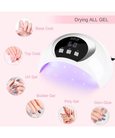 54W UV LED Nail Lamp for Gel Nail Curing | 3 Timers, LCD Display, Smart Sensor | USB Plug | Fingernail & Toenail Dryer (White) - Buy Online on SooperMarket.com