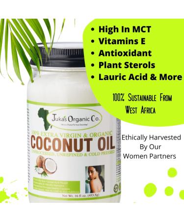 Juka's Organic Coconut Oil - 100% Organic, Unprocessed, Unrefined, Extra Virgin & Cold Pressed - 16.9 oz - Buy Online on SooperMarket.com