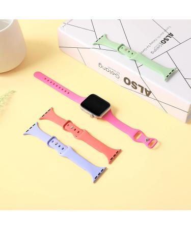 TSAAGAN 5 Pack Silicone Slim Bands for Apple Watch 38mm 42mm 40mm 44mm - Ultra-Thin Sport Strap for iWatch Series 8/7/SE/6/5/4/3/2/1 - Women Men Black/Milk Tea/White/Sand Pink/Smoke Violet - Buy Online on SooperMarket.com