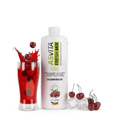 ASVITA beverage concentrate Fresh Mix 1: 80-1 liter bottle - beverage syrup sugar -free - 26 delicious flavors (sour cherry) sugar -free syrup for water