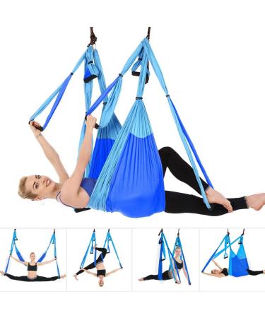 MelkTemn Aerial Yoga Swing Set - Dark Blue & Light Blue | Premium Inversion Tool for Gym and Home Fitness - Buy Online on SooperMarket.com