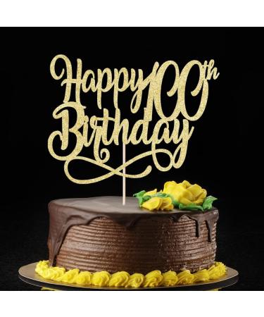 Qertesl Gold Glitter Happy 100th Birthday Cake Topper Cheers to 100 Years happy 100th Birthday Cake Topper 100th Anniversary Cake Topper men and women 100 years old happy birthday Party Decoration Gold100 - Buy Online on SooperMarket.com