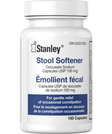 Stanley Pharmaceuticals Stool Softener For Gentle Relief of Occasional Constipation 100 Capsules