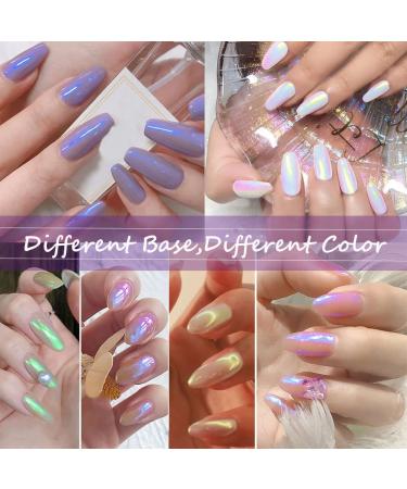 White Pearl Aurora Metallic Nail Powder - Iridescent Holographic Chrome Pigment for Glitter Manicure - 7 Colors Selection - Buy Online on SooperMarket.com