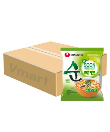 Nongshim Soon Veggie Noodles Korean Ramyun Noodle Soup 112g (Pack of 20) 1 Case