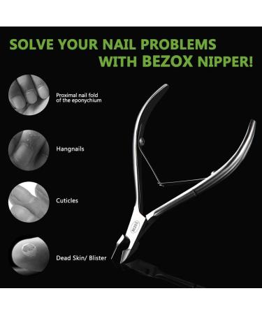 BEZOX Stainless Steel Cuticle Clippers - Professional Manicure Cuticle Nipper (6mm) Sand Silver - Buy Online on SooperMarket.com