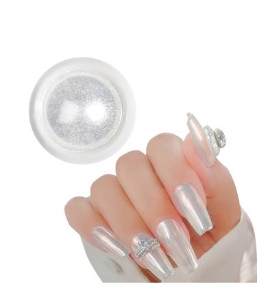 BISHENGYF Pearl Chrome Nail Powder Super Gloss Shell Nails Art Powder White Aurora Moonlight Powder with Magic Mirror Effect for Nail Art Design Decoration